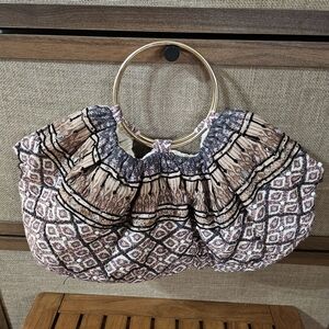 Anthropologie Patterned Women's Bag with Gold Handles